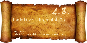 Ledniczki Barnabás névjegykártya